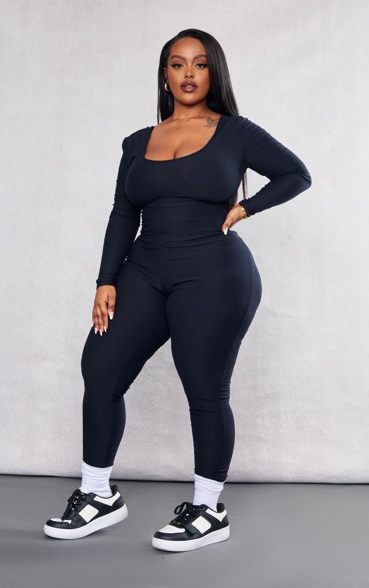 Plus Black Soft Touch Scoop Neck Jumpsuit Product Image