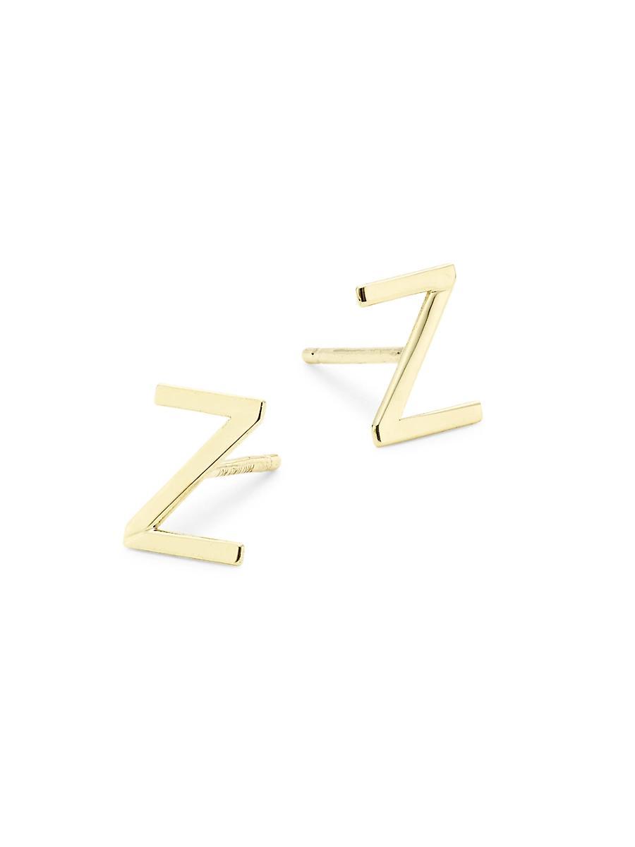 Womens 14K Yellow Gold Single Initial Stud Earring Product Image