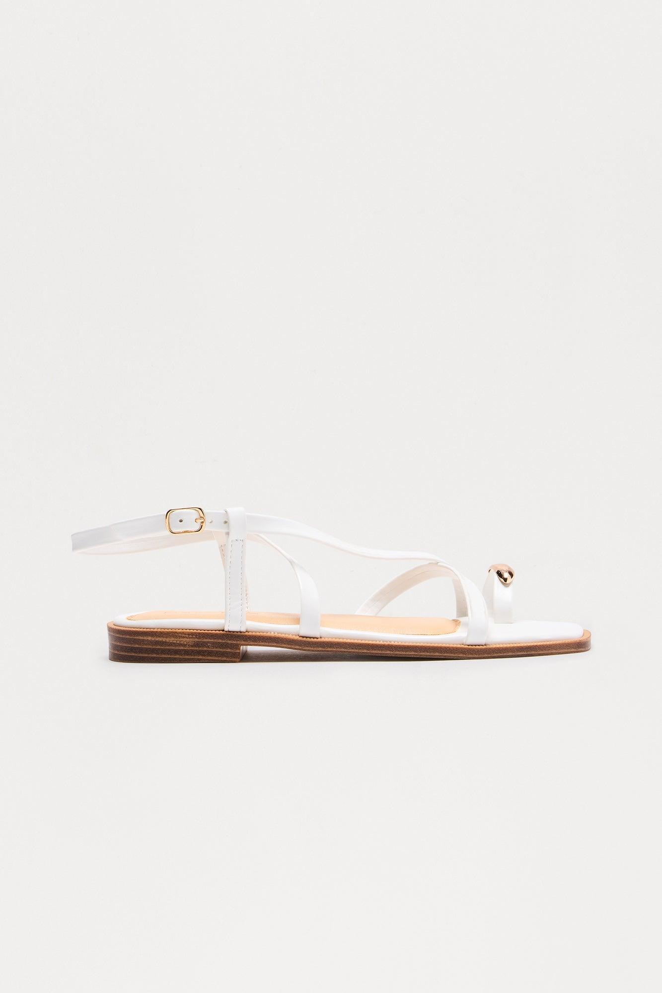 Solstice Toe Ring Sandals - White Product Image