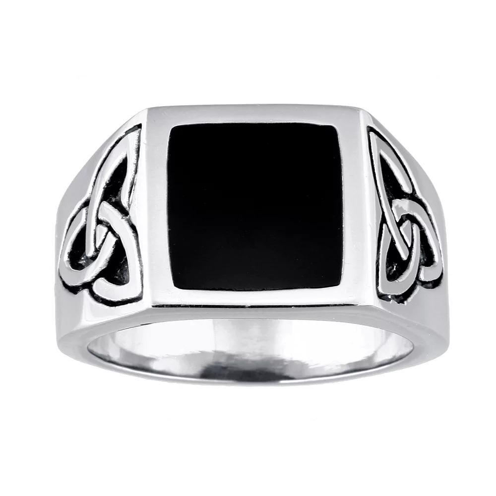 Men's LYNX Stainless Steel Celtic Knot Ring, Size: 9, Black Product Image