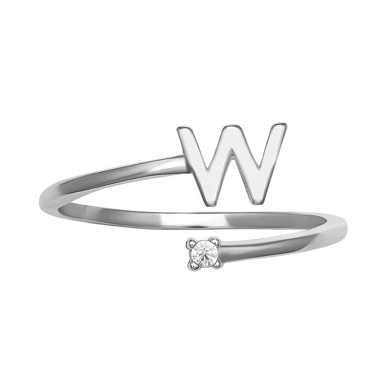 PRIMROSE Sterling Silver Cubic Zirconia Initial Bypass Band Ring, Womens Gold Tone K Product Image