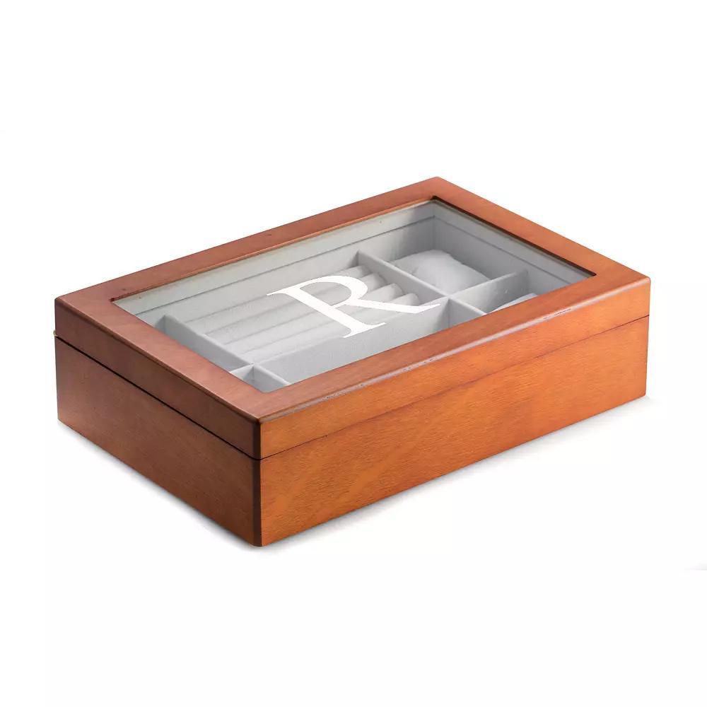 Charlotte Monogrammed Wood Jewelry Box, Women's Product Image