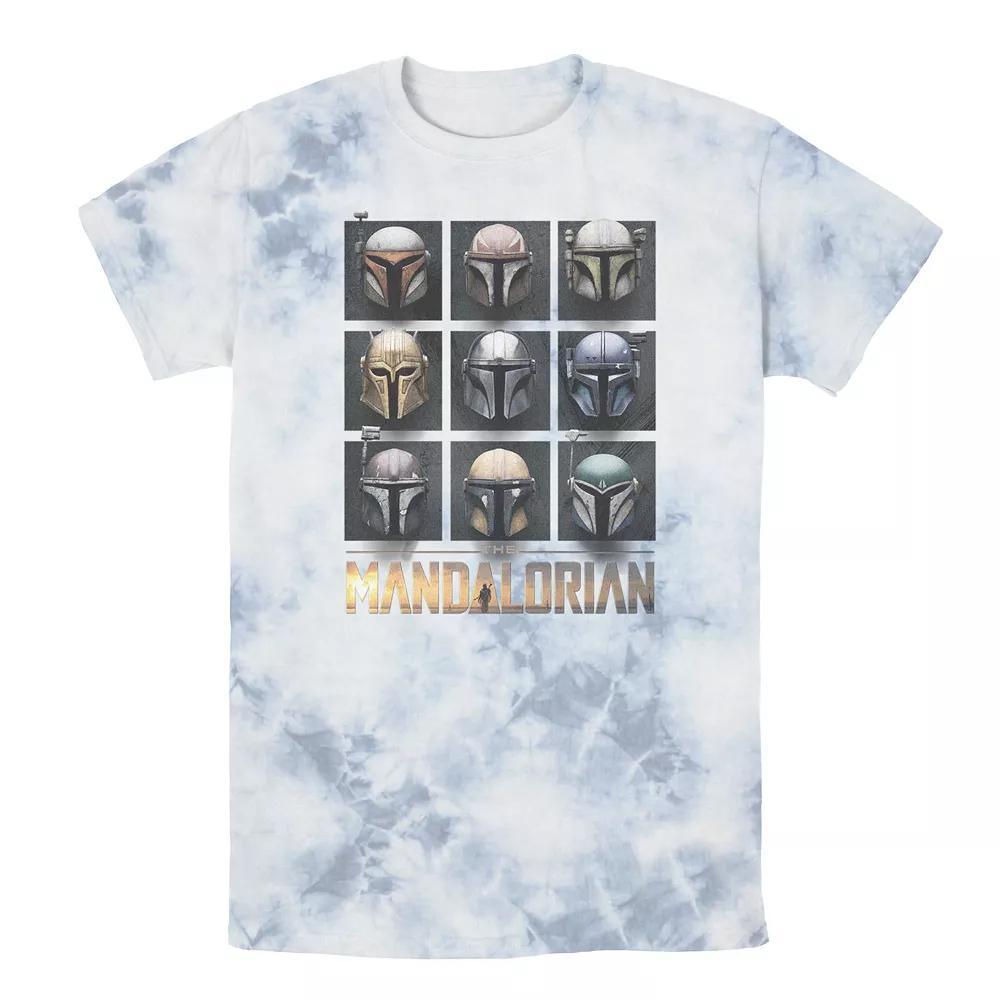 Men's Star Wars The Mandalorian Helmet Box Up Tee, Boy's, Size: Small, White Blue Product Image