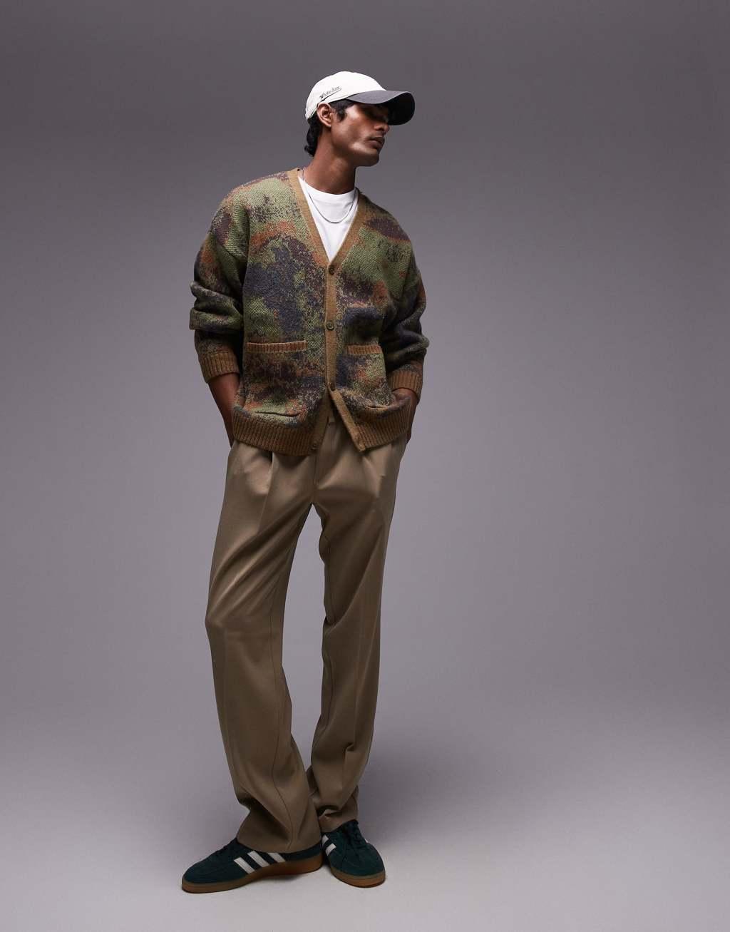 Topman abstract pattern oversized cardigan Product Image