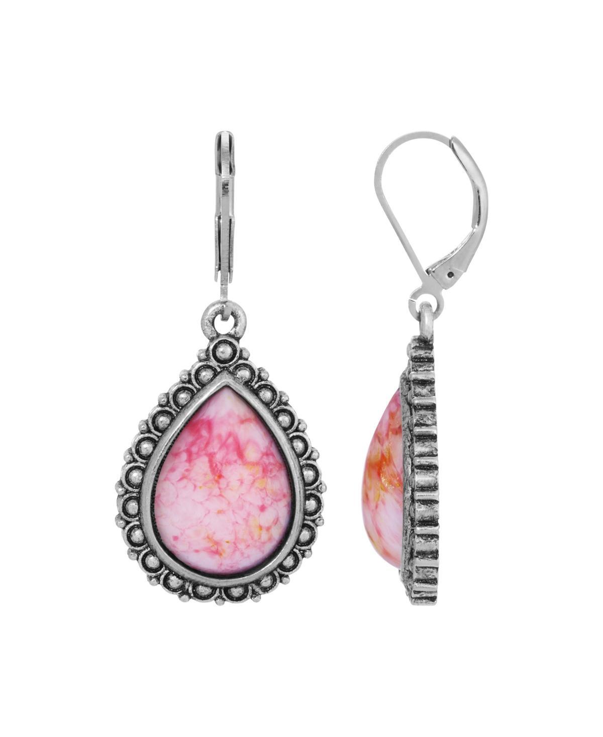 1928 Silver Tone Teardrop Earrings, Womens Product Image