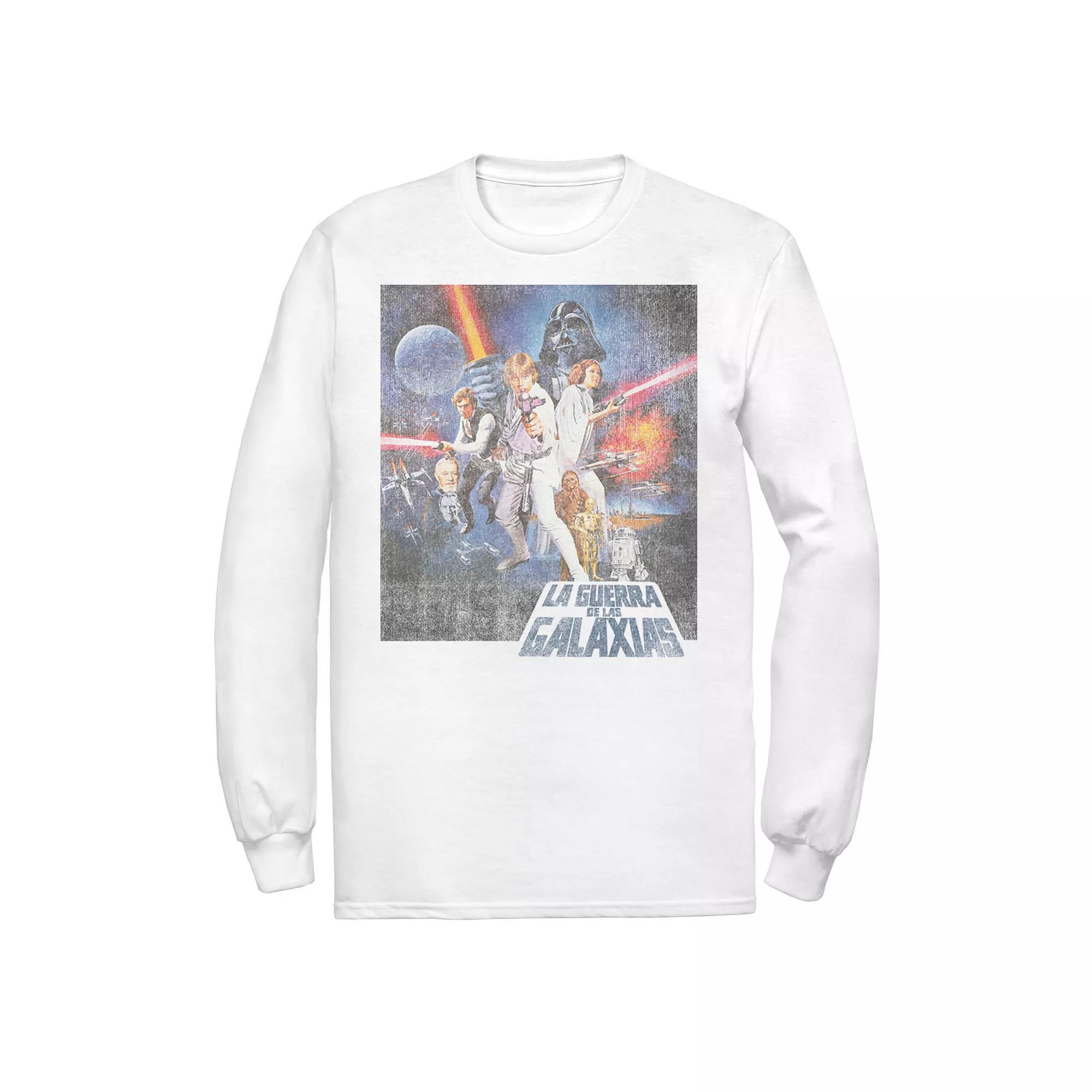 Men's Star Wars La Guerra De Las Galaxias Faded Poster Tee, Size: Large, White Product Image