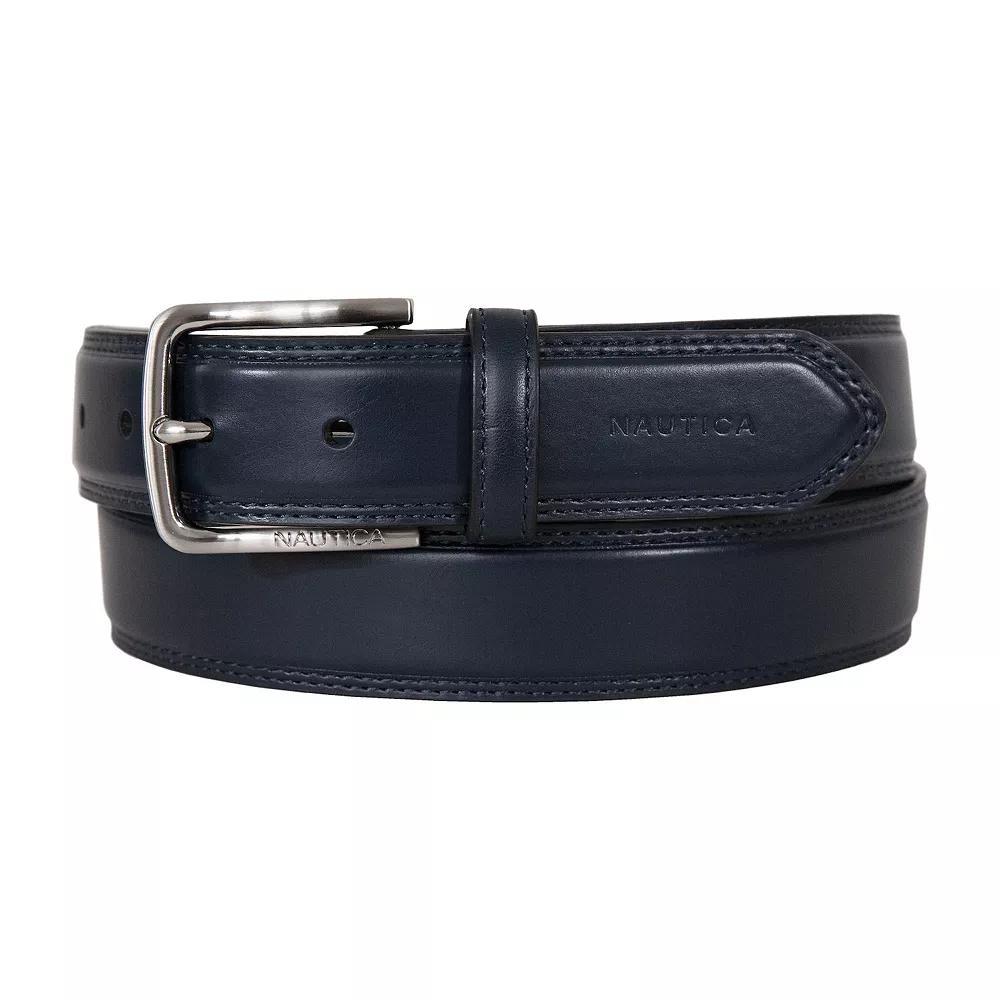 Men's Nautica Inlay Logo Signature Leather Belt, Size: 40, Blue Product Image