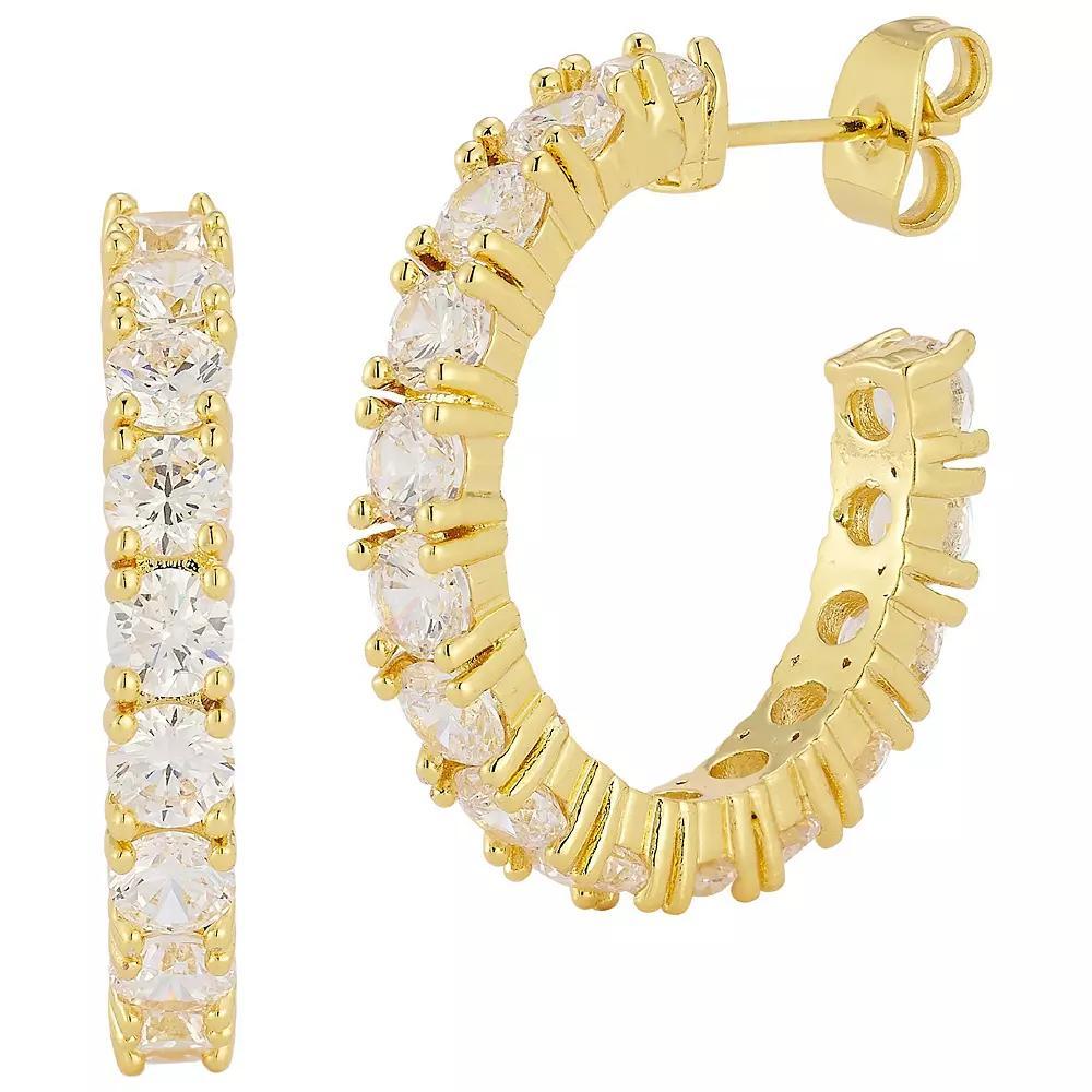 Cubic Zirconia Hoop Earrings, Women's, Gold Tone Product Image