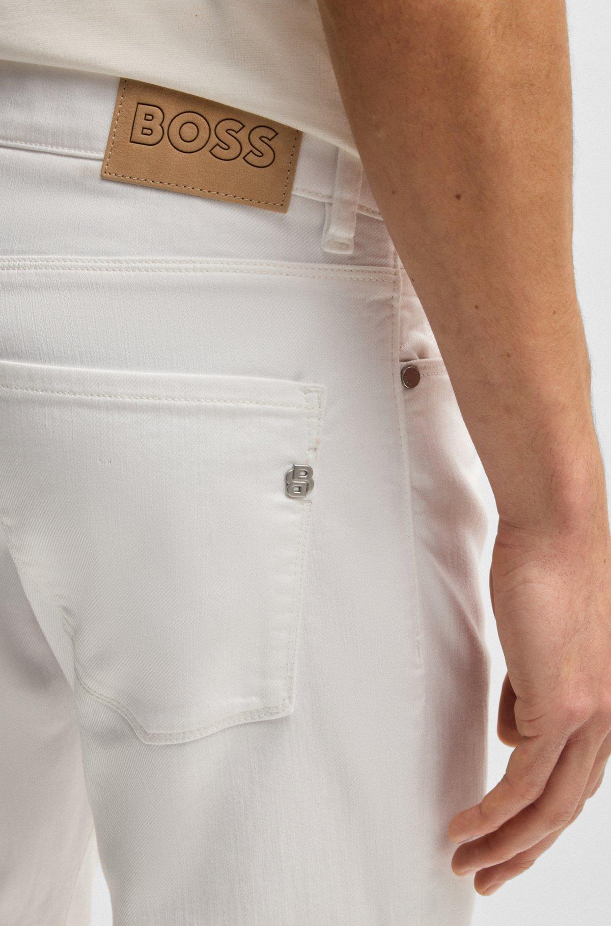 BOSS - Delaware slim-fit jeans in white stretch denim - White Product Image