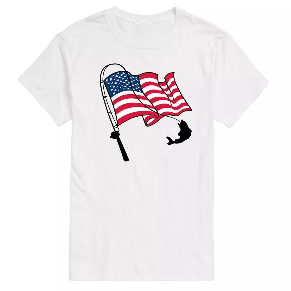 Mens Fishing Rod Flag Pole Graphic Tee Product Image