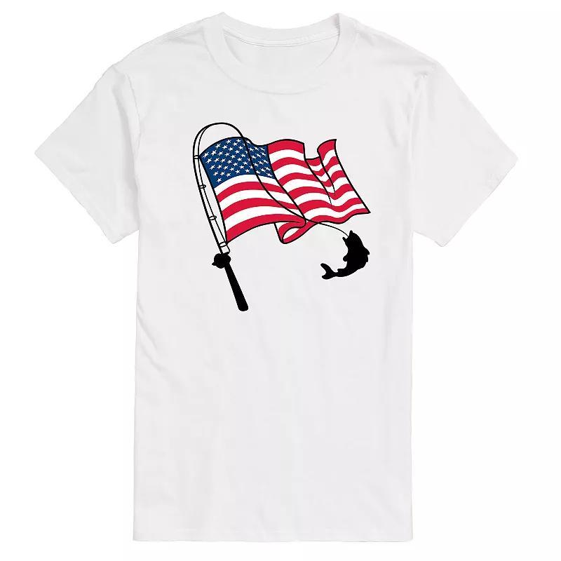 Mens Fishing Rod Flag Pole Graphic Tee Product Image