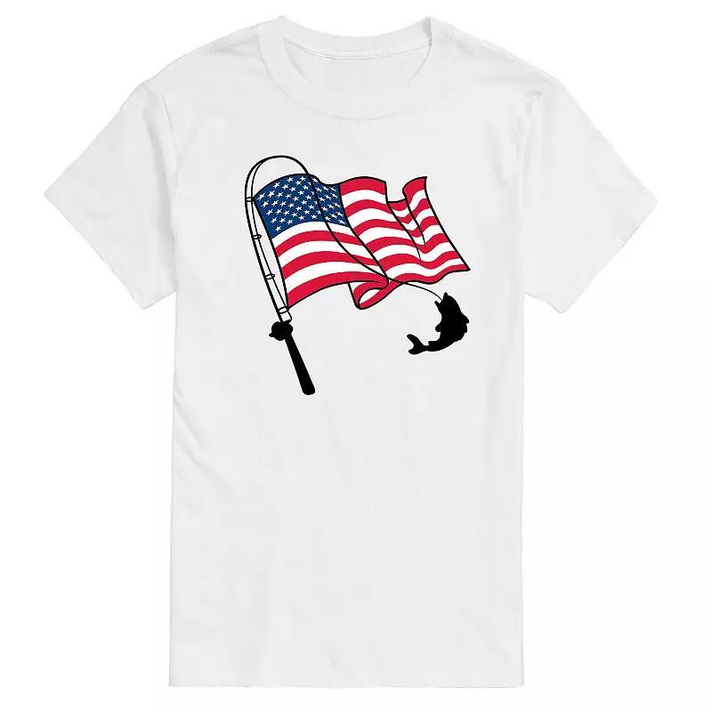 Mens Fishing Rod Flag Pole Graphic Tee Product Image