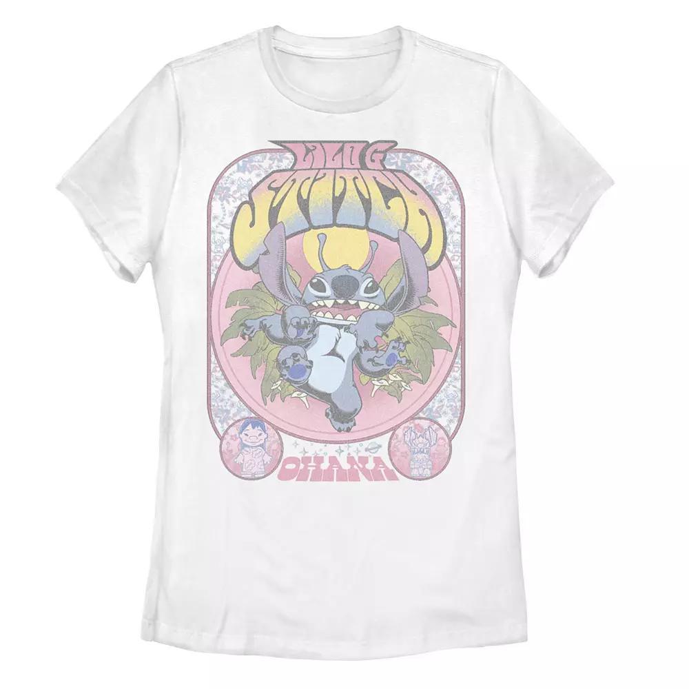 Disney's Disney Lilo And Stitch Juniors' Vintage "Ohana" Graphic Tee, Girl's, Size: Small, White Product Image