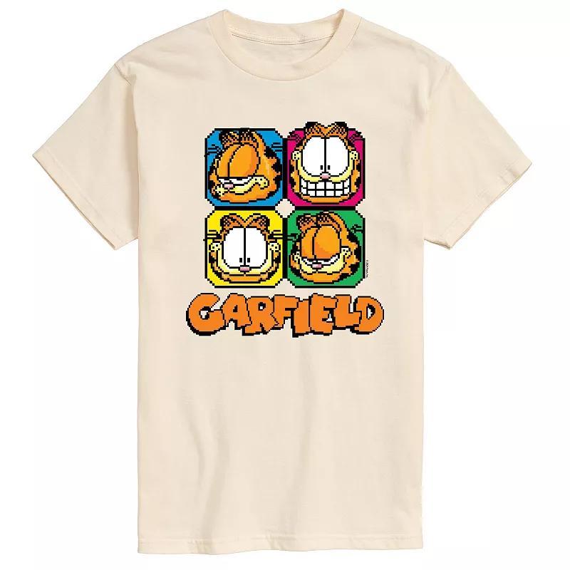 Mens Garfield Pixel Faces Graphic Tee Product Image