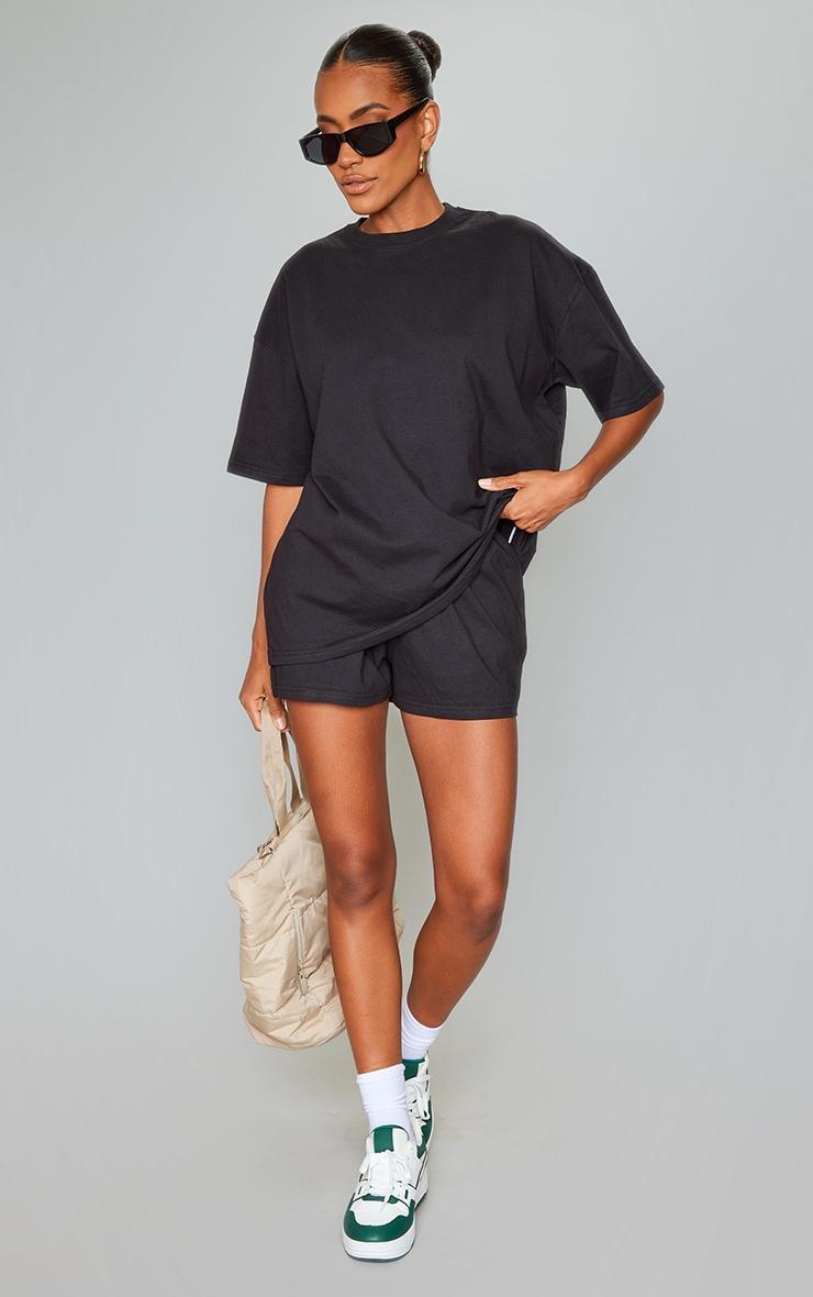 Black Cotton Oversized Boxy T-shirt Product Image