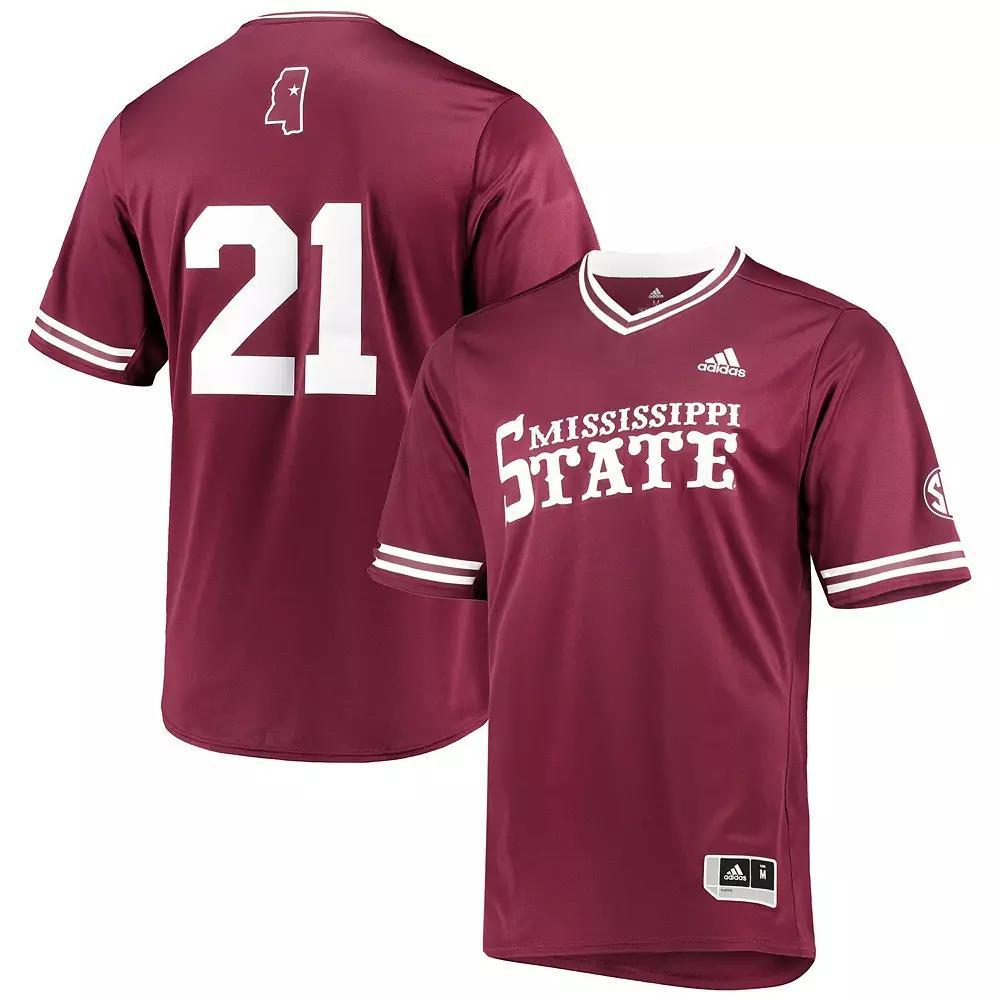 Men's adidas Maroon Mississippi State Bulldogs Replica V-Neck Baseball Jersey, Size: Medium, Mst Red Product Image