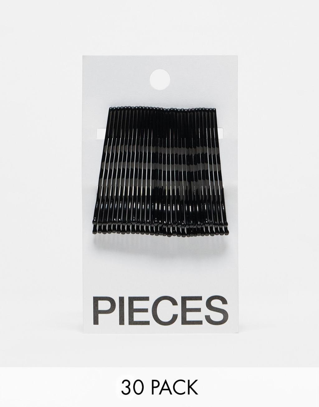 Pieces hair pin card in black Product Image