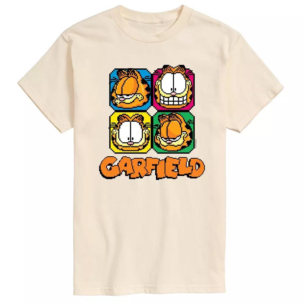 Mens Garfield Pixel Faces Graphic Tee Product Image