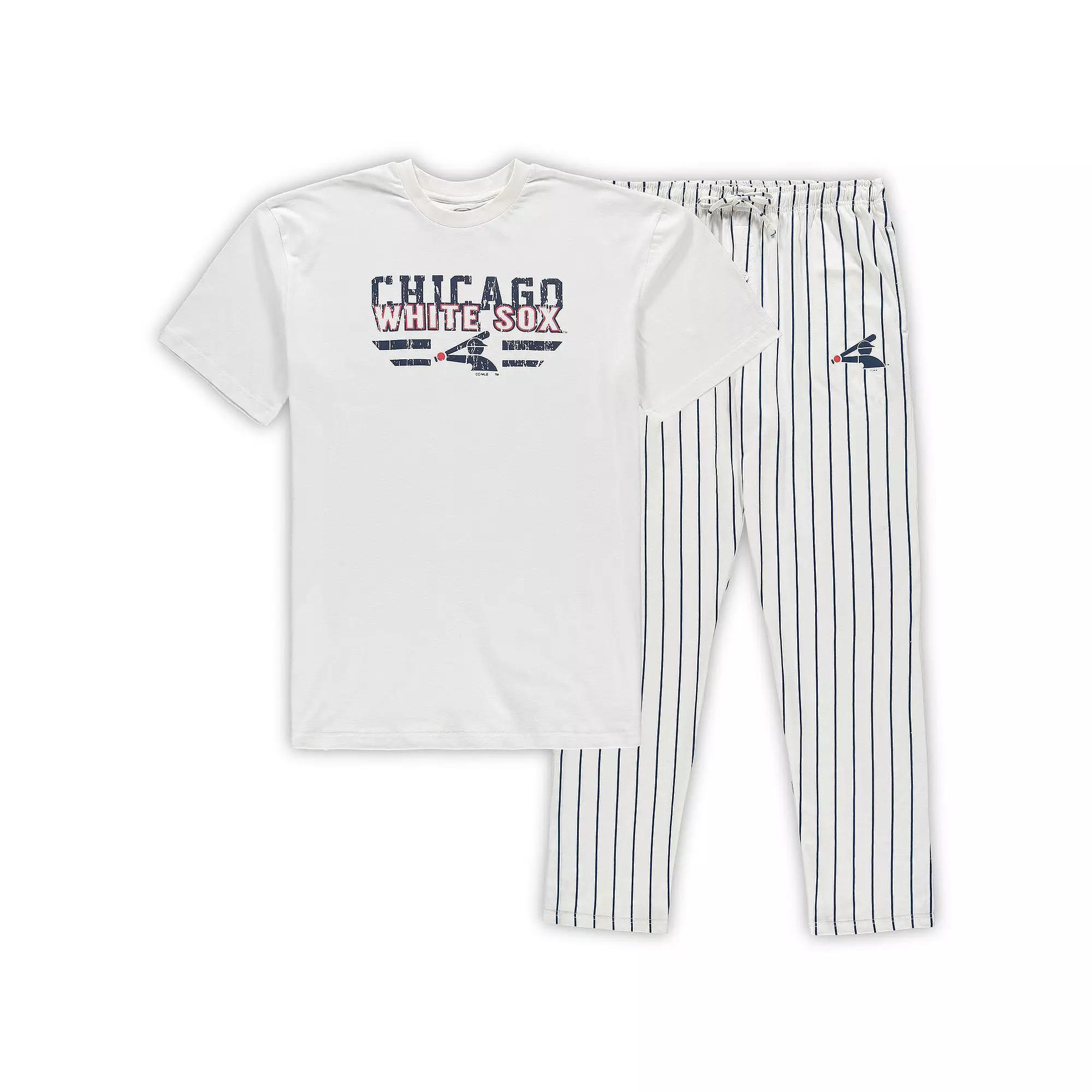 Men's Concepts Sport White/Navy Chicago White Sox Big & Tall Pinstripe Sleep Set, Size: 4XB Product Image