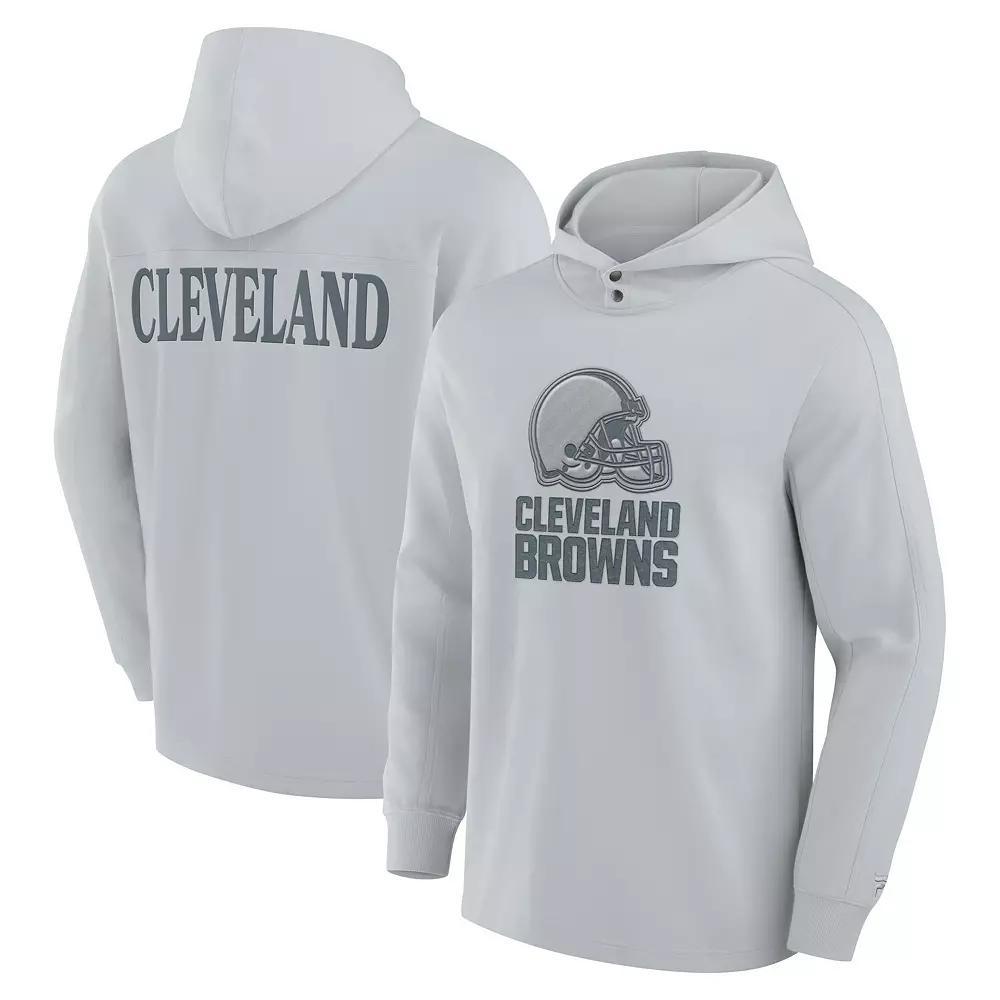 Men's Fanatics Gray Cleveland Browns Elements Blaze Tri-Blend Long Sleeve Hoodie T-Shirt, Size: XL, Grey Product Image