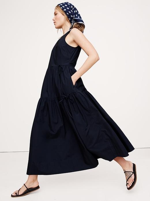 Cotton Poplin Wrap Maxi Dress Product Image