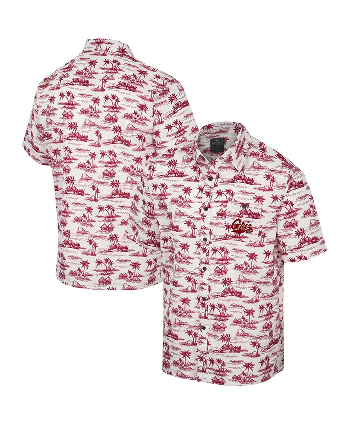 Men's Colosseum White Montana Grizzlies Spontaneous is Romantic Camp Button-Up Shirt, Size: Medium, Mon White Product Image