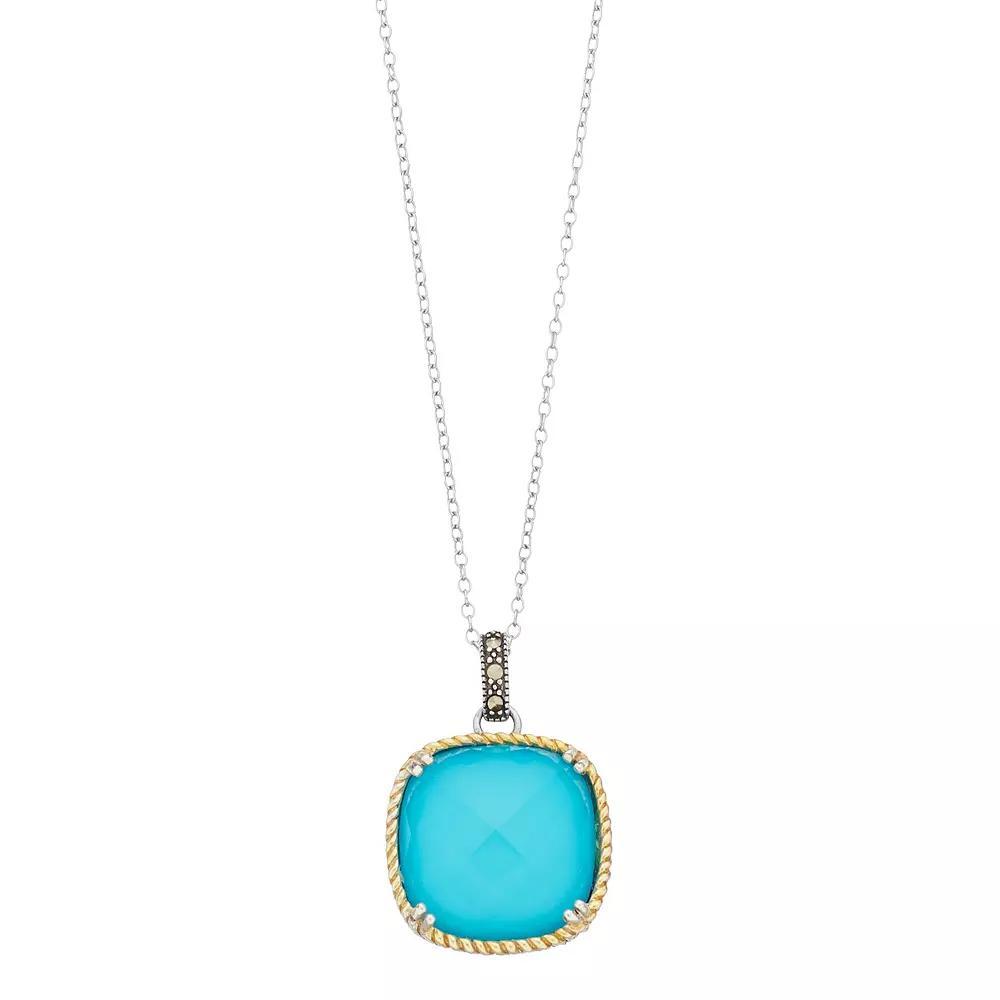Lavish by TJM Sterling Silver Simulated Turquoise Pendant Necklace, Women's, Size: 16" Product Image
