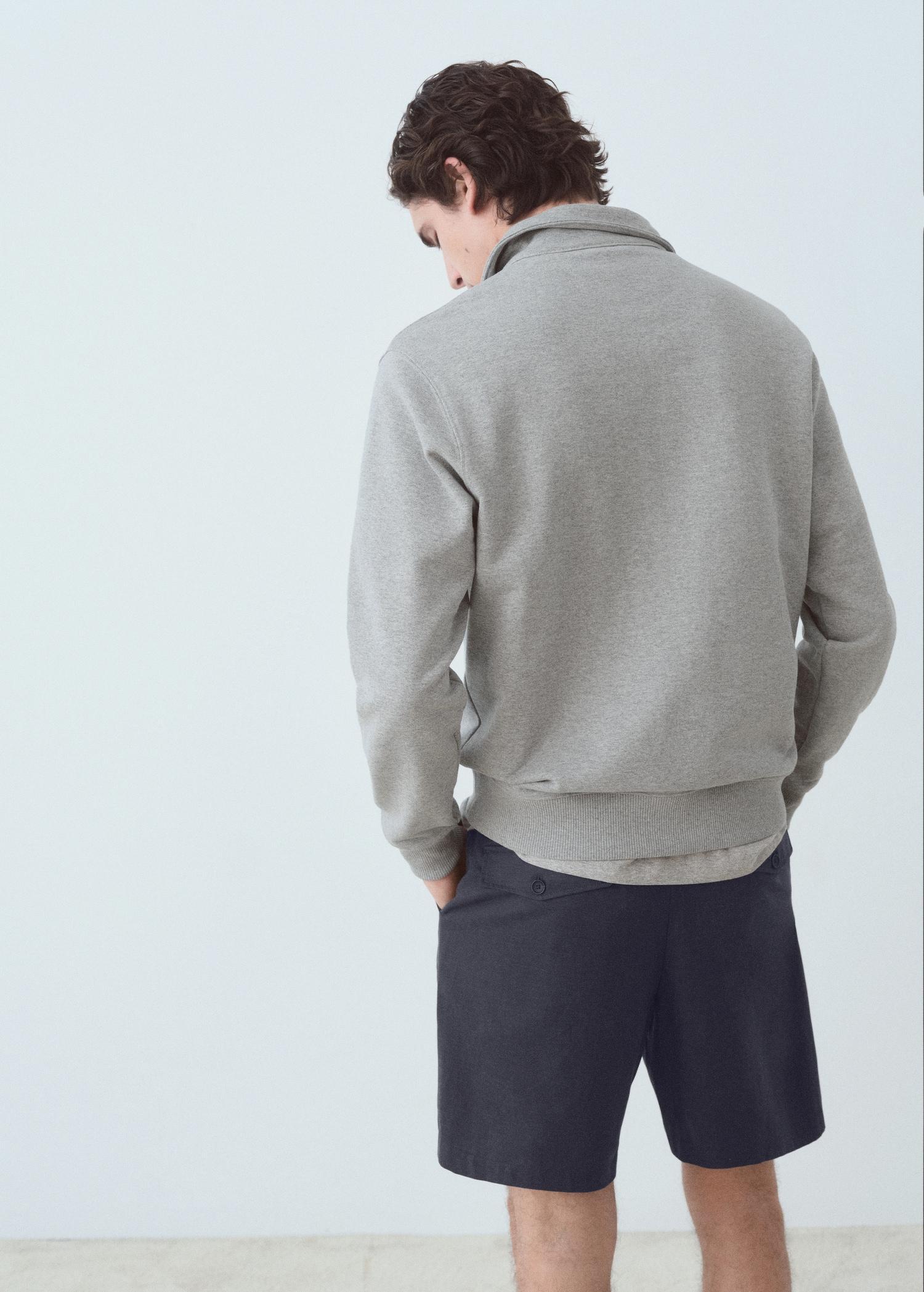 Perkins-neck sweater with zip - Men | MANGO USA Product Image