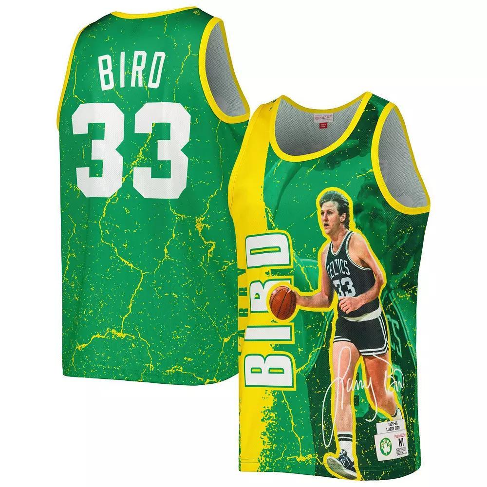 Men's Mitchell & Ness Larry Bird Kelly Green Boston Celtics 1985-86 Hardwood Classics Player Burst Tank Top, Size: Medium Product Image