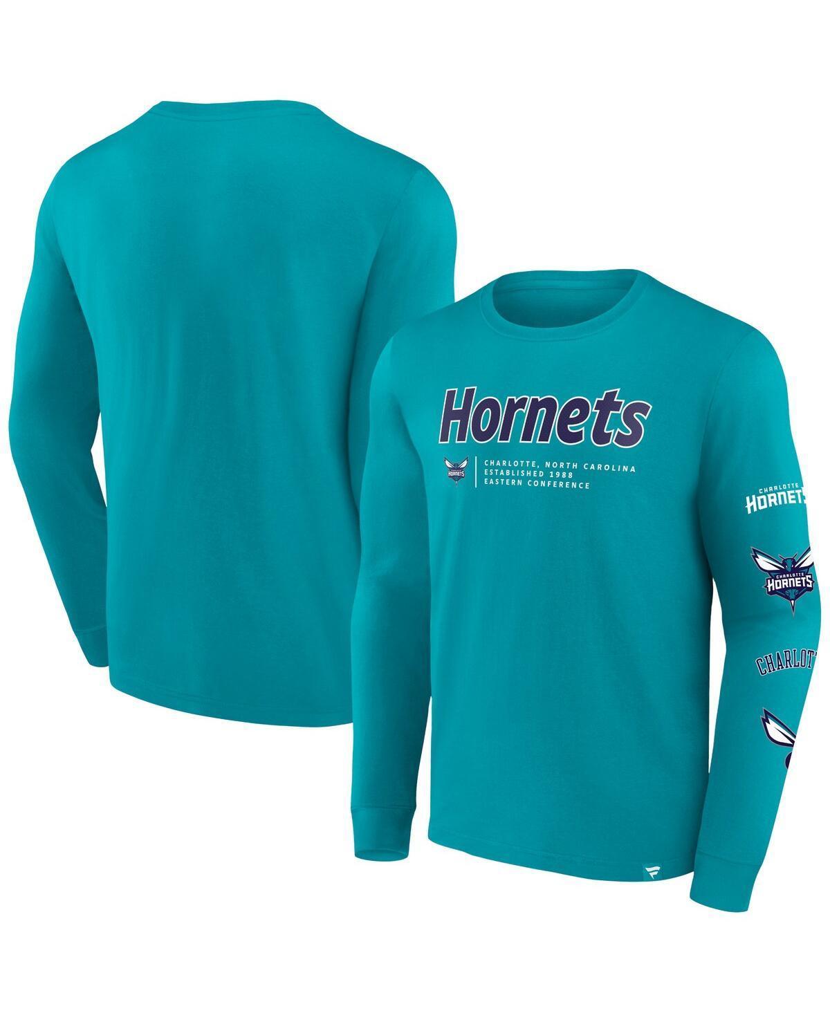 Men's Fanatics Branded Teal Charlotte Hornets Baseline Long Sleeve T-Shirt, Size: Medium, Chr Blue Product Image