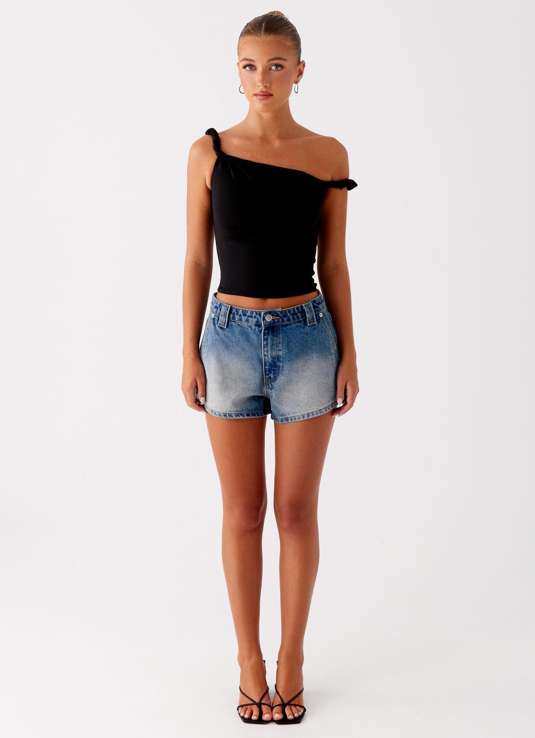 Frida Denim Shorts - Vintage Wash Blue Product Image
