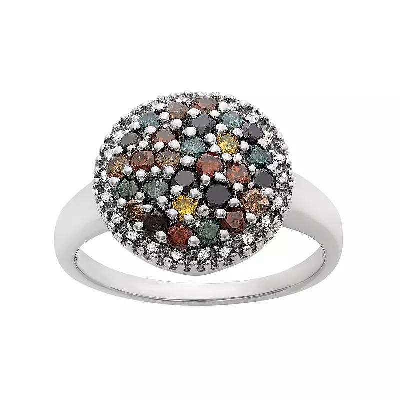 Jewelexcess 1 Carat T.W. Diamond Sterling Silver Cluster Ring, Women's, Size: 7, Multicolor Product Image