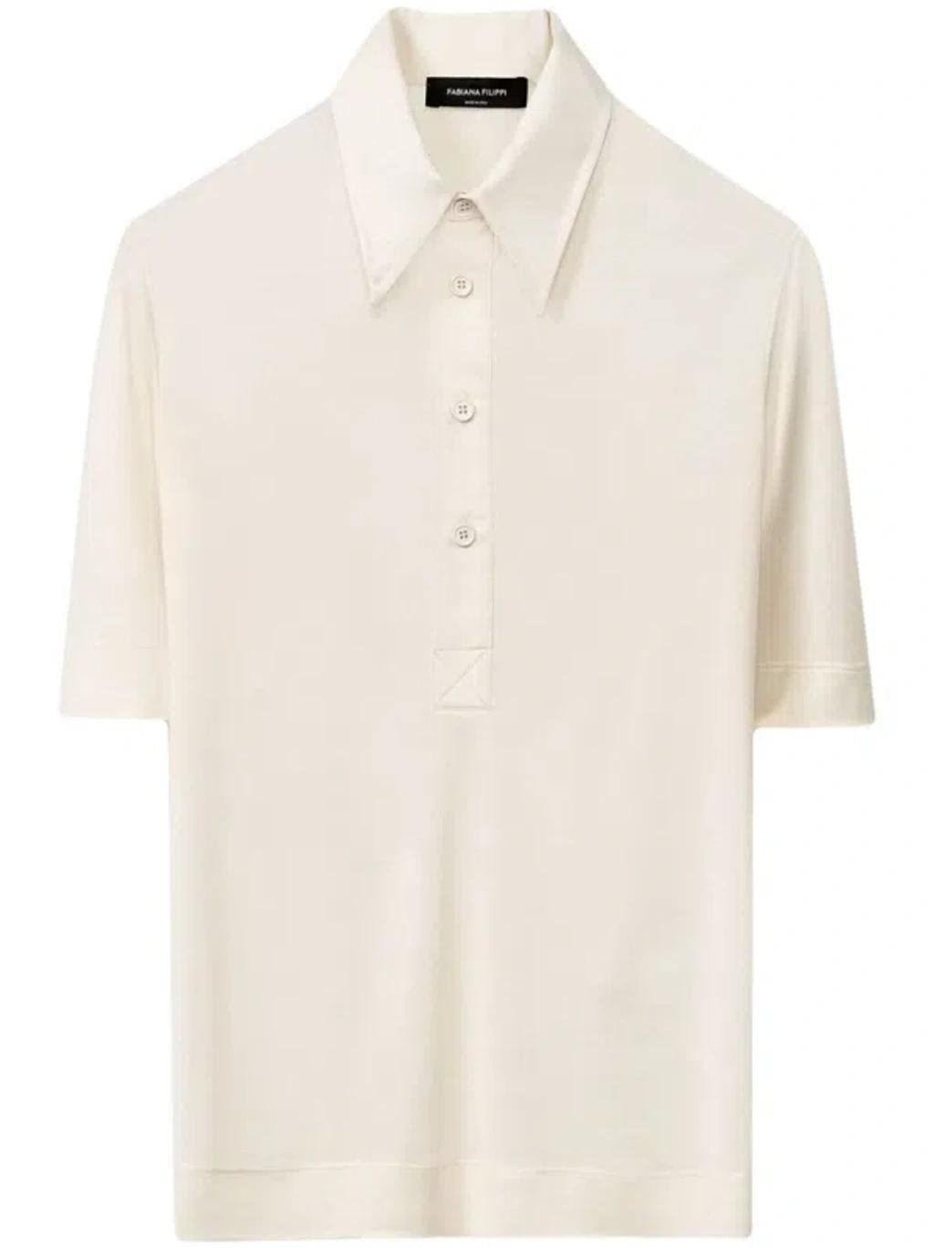 FABIANA FILIPPI Silk Jersey Polo In White Product Image
