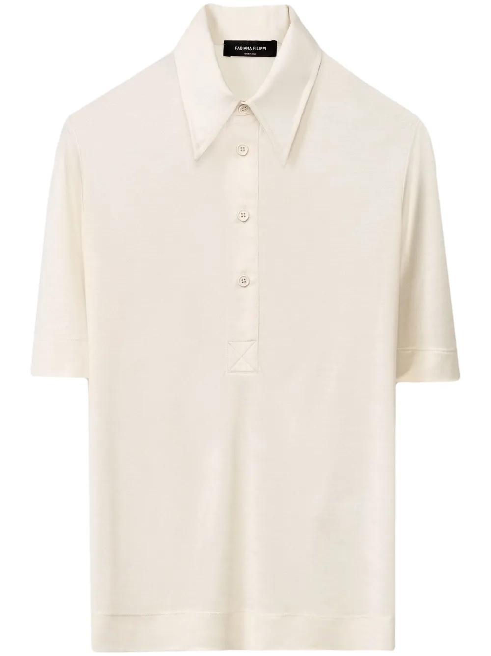 FABIANA FILIPPI Silk Jersey Polo In White Product Image