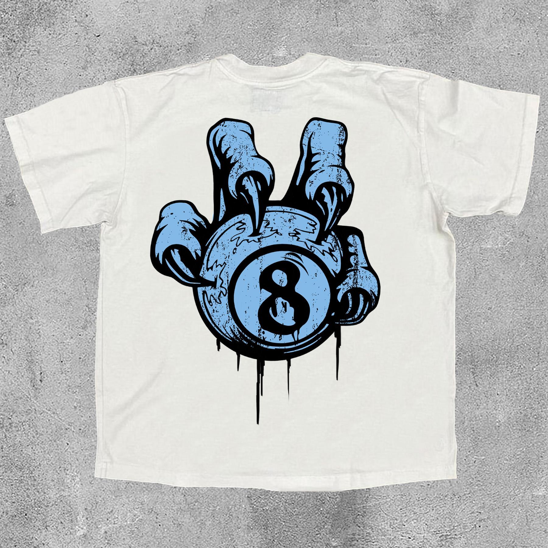 Retro 8 Ball Print Cotton T-Shirt Product Image