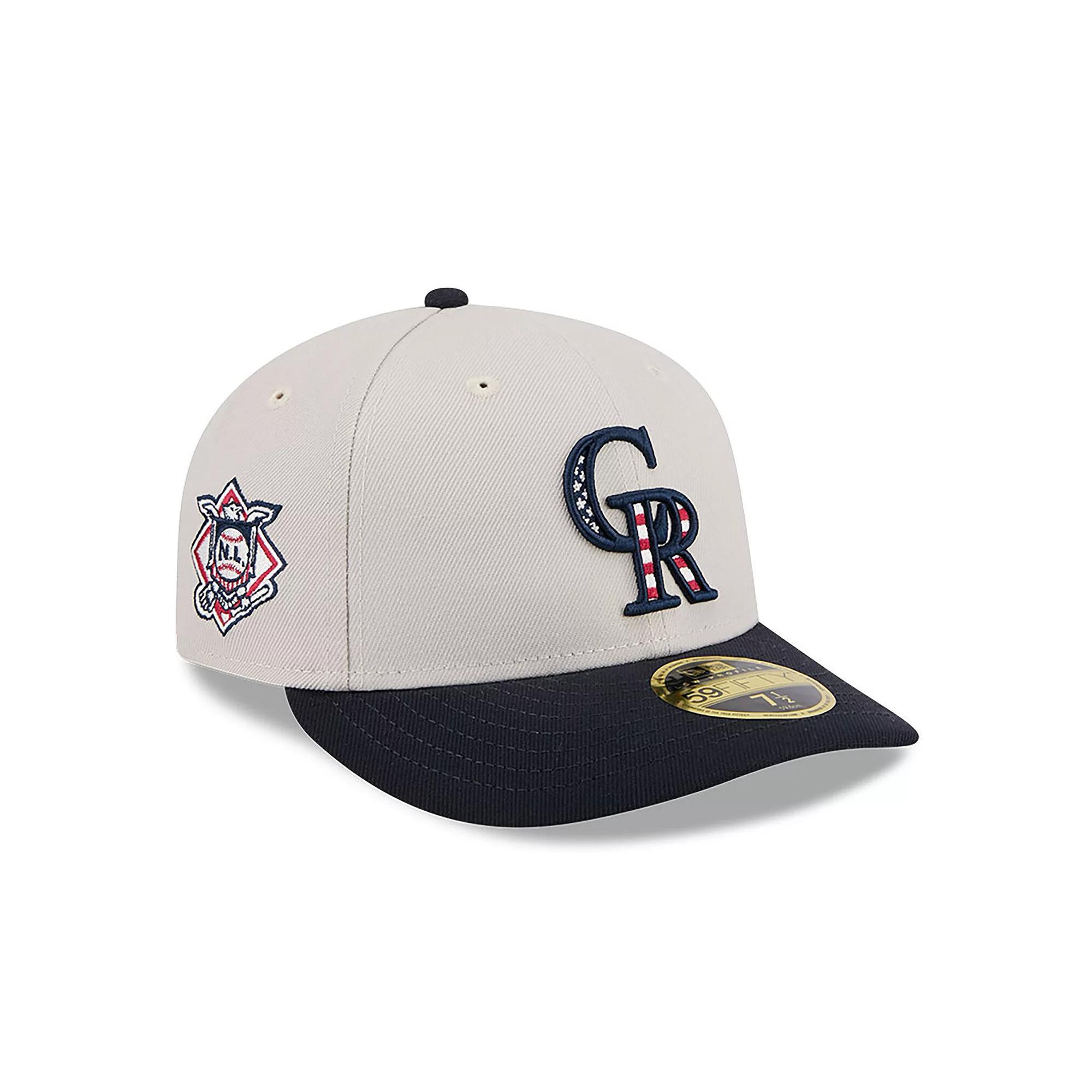 Men's New Era  Khaki/Black Colorado Rockies 2024 Fourth of July Low Profile 59FIFTY Fitted Hat, Size: 8, Beig K Product Image