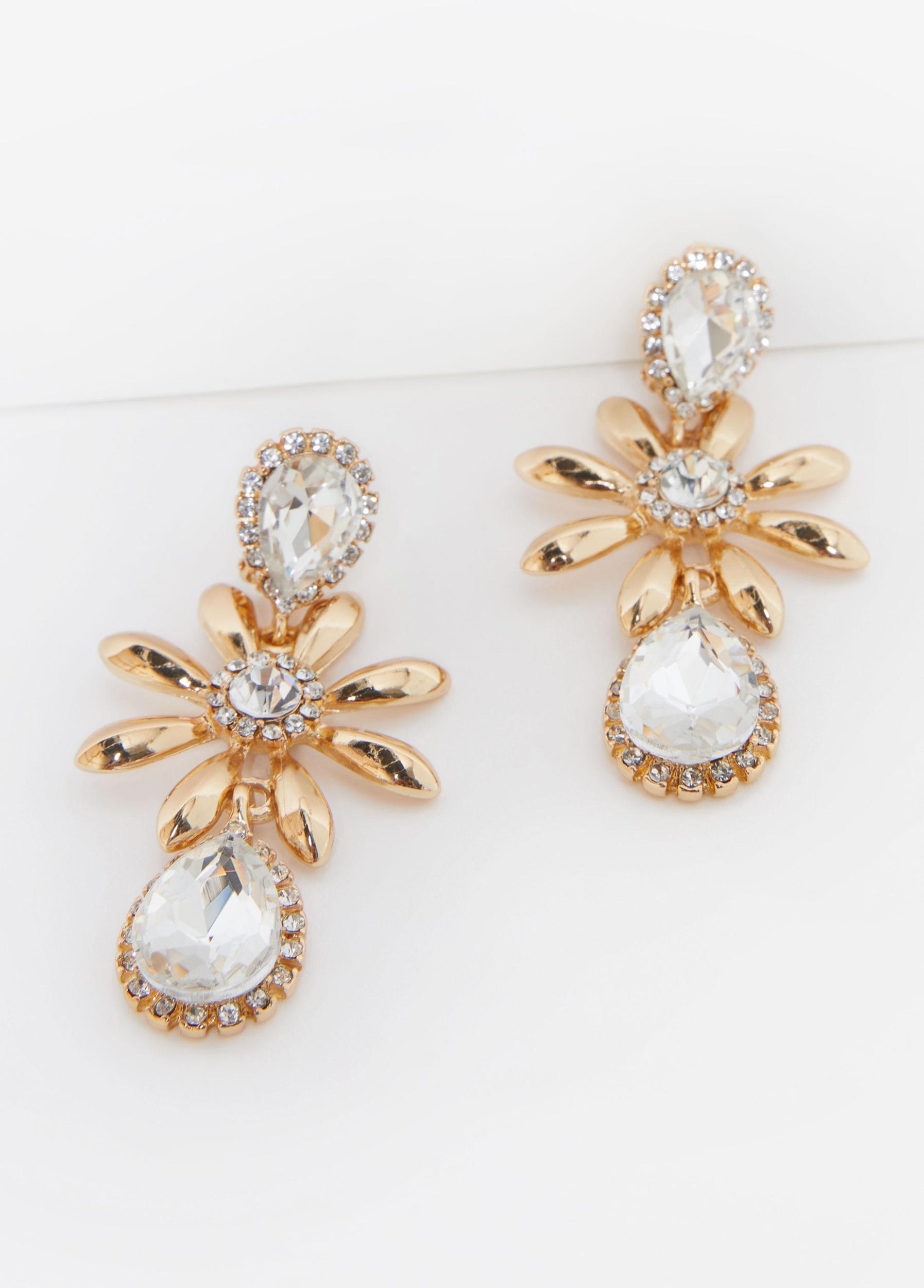 Flower Gold Tone Clip On Earrings Product Image