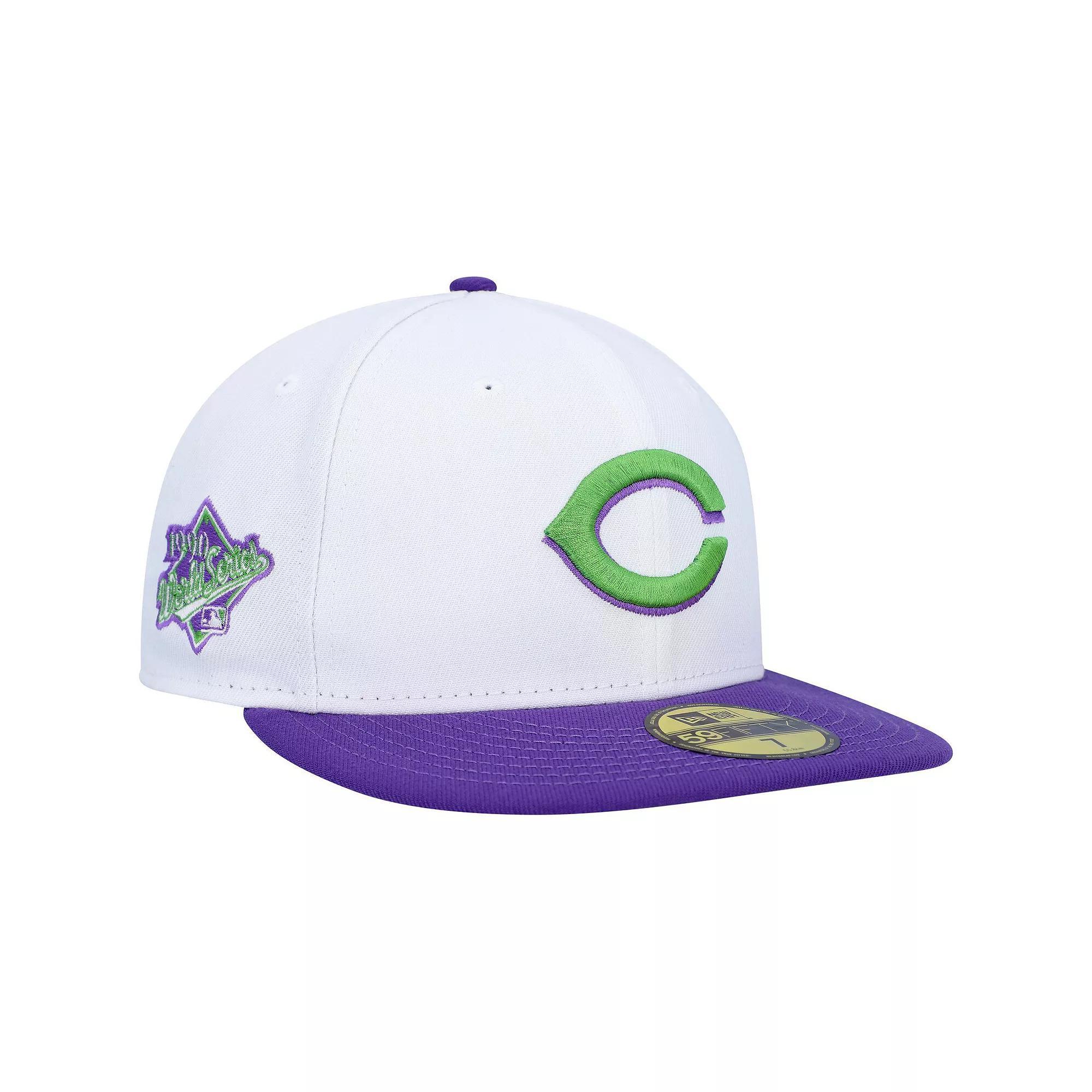 Men's New Era White Cincinnati Reds 1990 World Series Side Patch 59FIFTY Fitted Hat, Size: 7 1/2, Red White Product Image