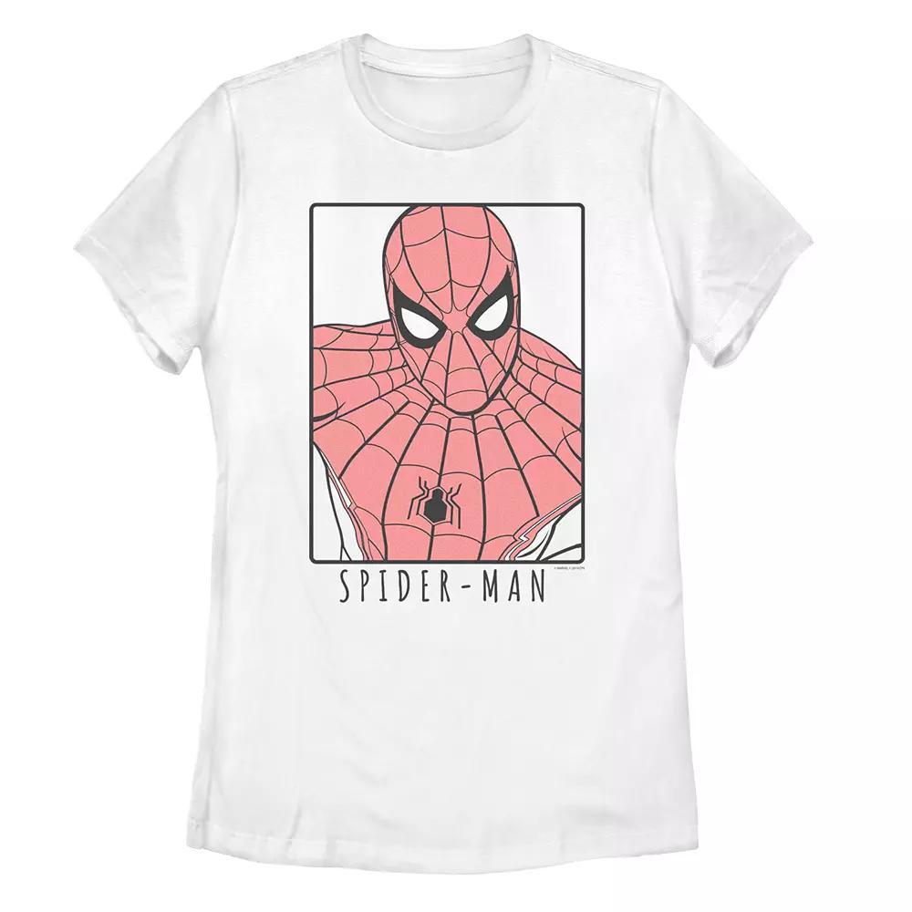 Juniors' Marvel Spider-Man Far From Home Simple Outline Poster Tee Shirt, Girl's, Size: XXL, White Product Image