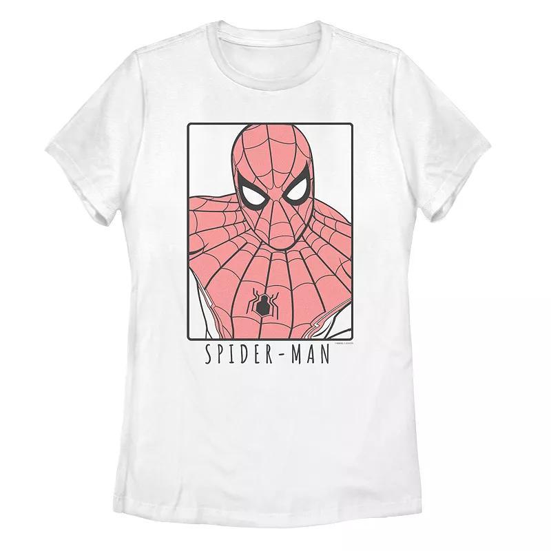 Juniors' Marvel Spider-Man Far From Home Simple Outline Poster Tee Shirt, Girl's, Size: XXL, White Product Image