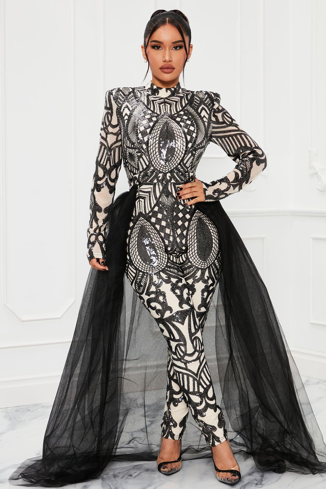 Bring The Drama Tulle Sequin Jumpsuit - Black/combo Product Image
