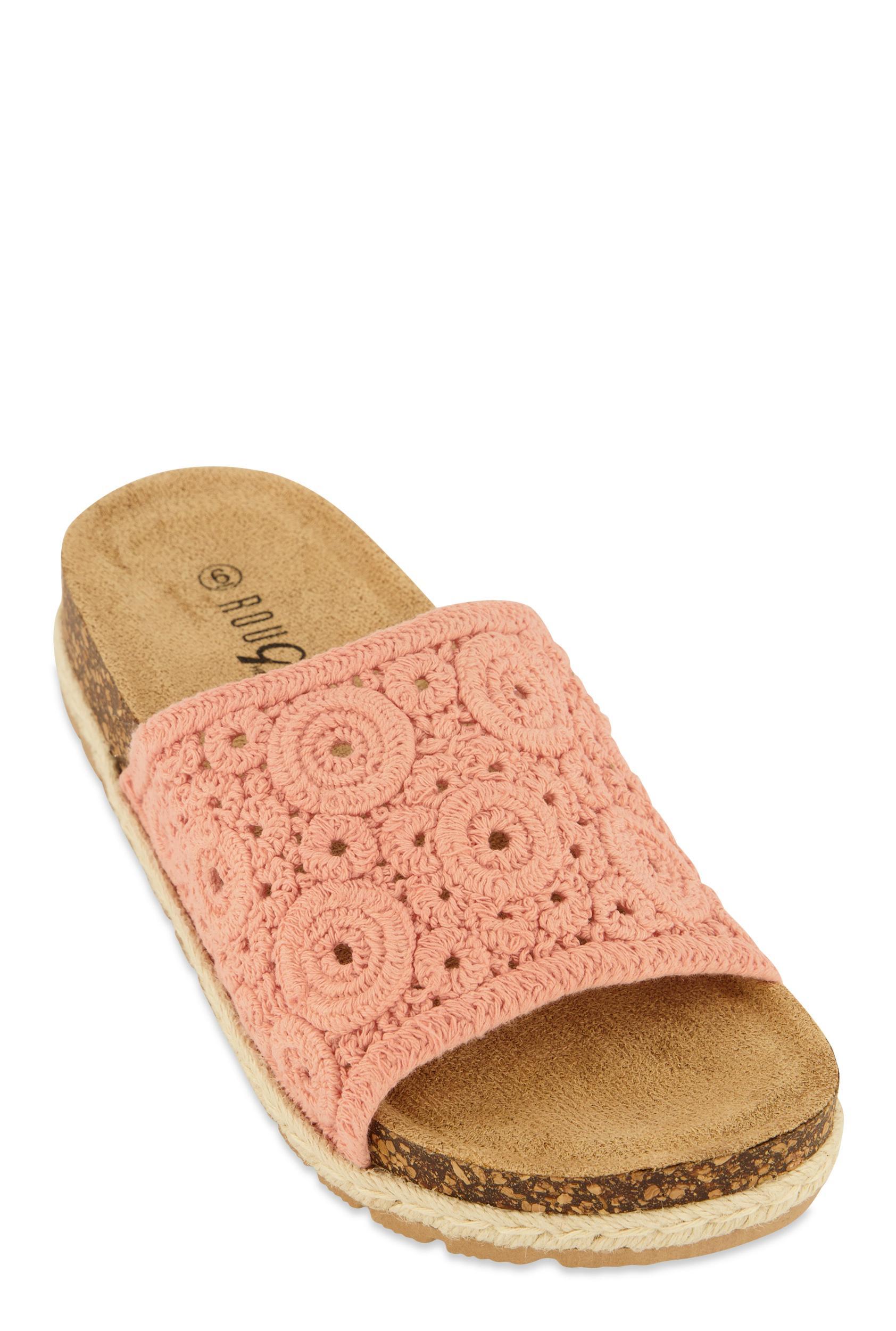 Womens Crochet Band Low Platform Slide Sandals Product Image
