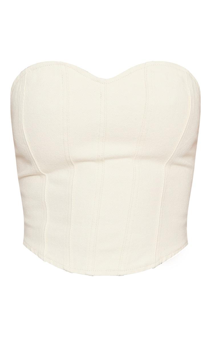 Ecru Seam Detail Denim Corset Top Product Image