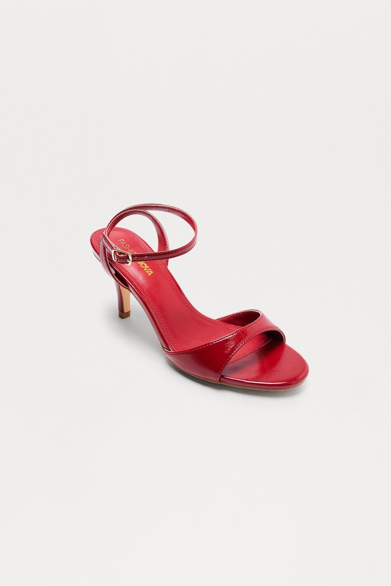 Levi Ankle Strap Heels - Red Female Product Image