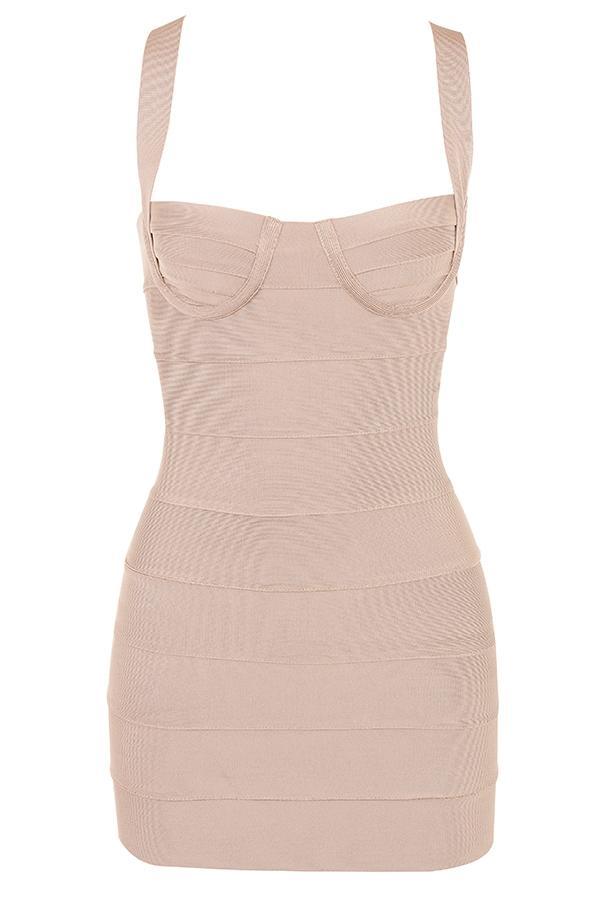 Maliha Latte Bandage Mini Dress Product Image