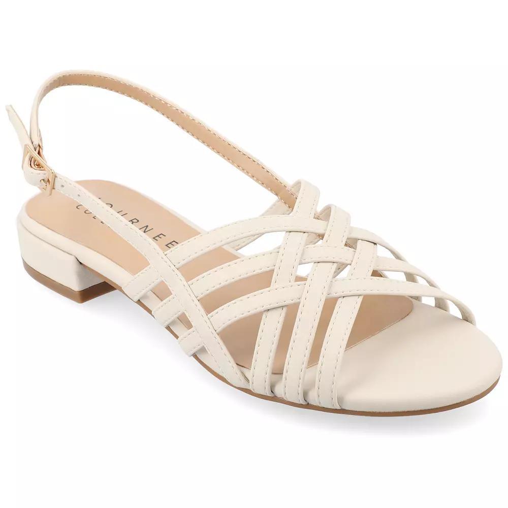Journee Cassandra Womens Tru Comfort Foam Faux Leather Woven Sandals Ivory Product Image