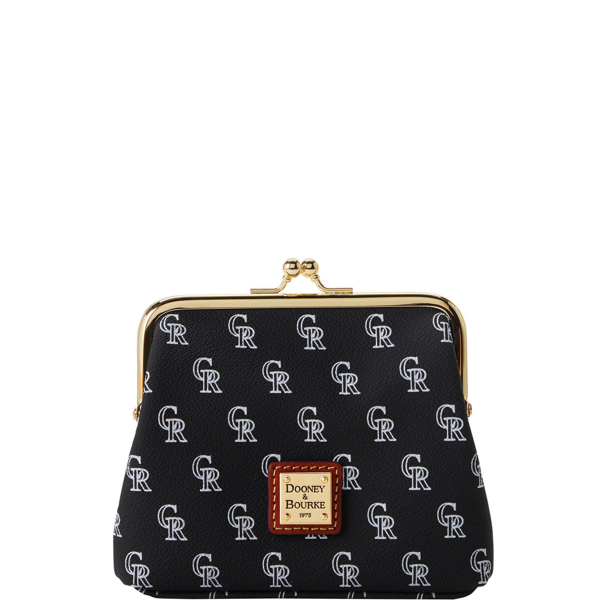 Dooney & Bourke Womens MLB Rockies Large Framed Purse in Black, Coated Cotton Product Image
