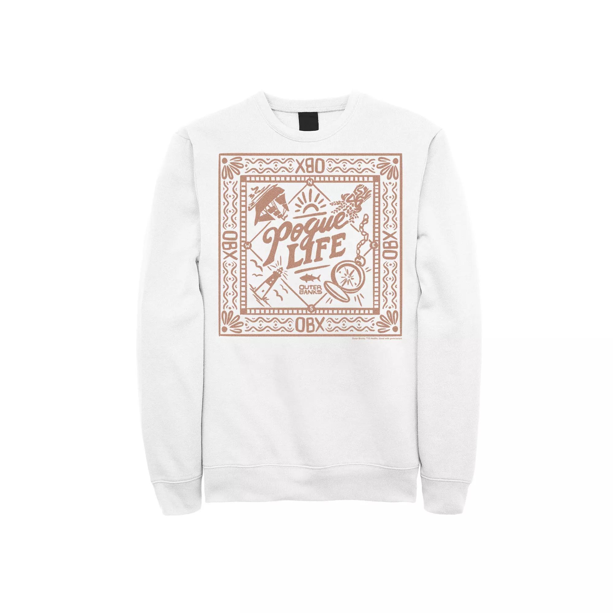 Men's Outer Banks Pogue Life Bordered Logo Sweatshirt, Boy's, Size: XL, White Product Image