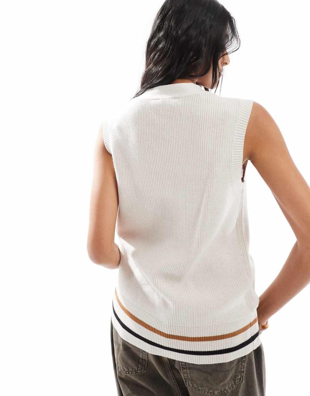 Object intarsia knit longline vest in oatmeal Product Image
