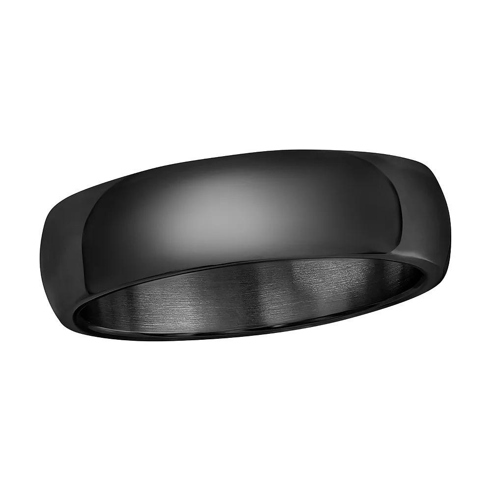 Men's Metallo Steel Black Plated 6mm Polished Ring, Size: 10, Stainless Product Image